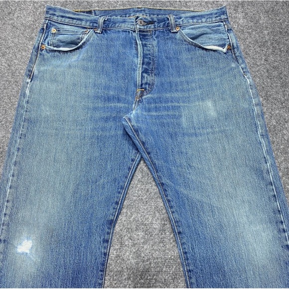 Levis 501 Mens Jeans 36x32 Blue Original Fit Straight Leg Button Fly - Picture 3 of 13